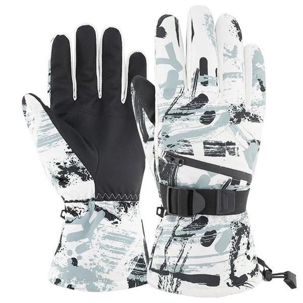 

ski gloves universal snowmobile winter warm sports and waterproof windproof snow mitten adjustable strap skiing