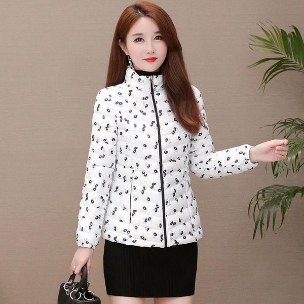 

women's down & parkas fashion ladies lightweight short 2021 printed padded jacket autumn and winter cotton one-piece, Black