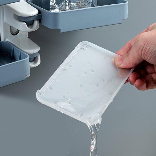 

soap dishes mutilayers holder 180 degree rotatable super strong self-adhesive punch-rack for bathroom kitchen h88f