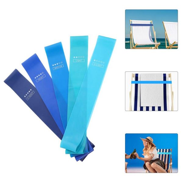 

cover-ups 5pcs resistance bands beach chair anti-slip fixing for towel (blue)