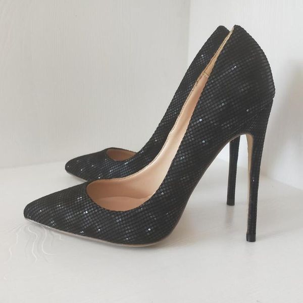

dress shoes black high-heeled patent exclusive brand sequins pointed fine with shallow high heels ladies 8 cm  12