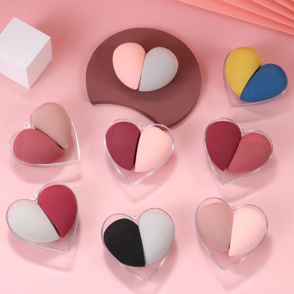 

sponges, applicators & cotton 2pcs fashion women colorful heart-shaped foundation sponge beauty makeup egg dry and wet fine powder puff cosm