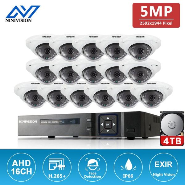 

face detection 8ch 5mp dvr cctv security kit system ahd record waterproof dome camera video surveillance set wireless kits