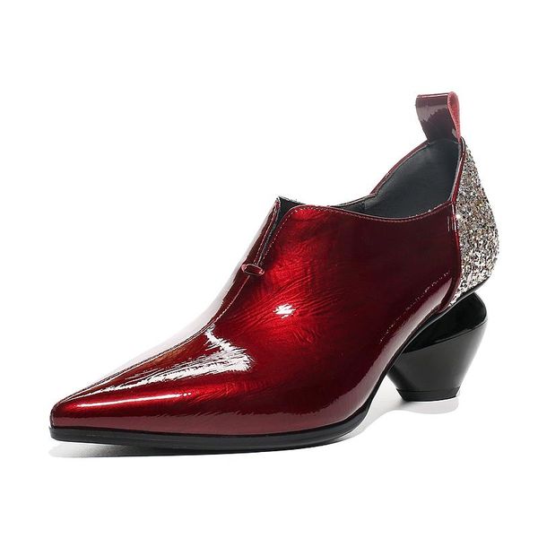 

dress shoes ins women pumps natural leather plus size pointed toe cow patent europe and america woman, Black