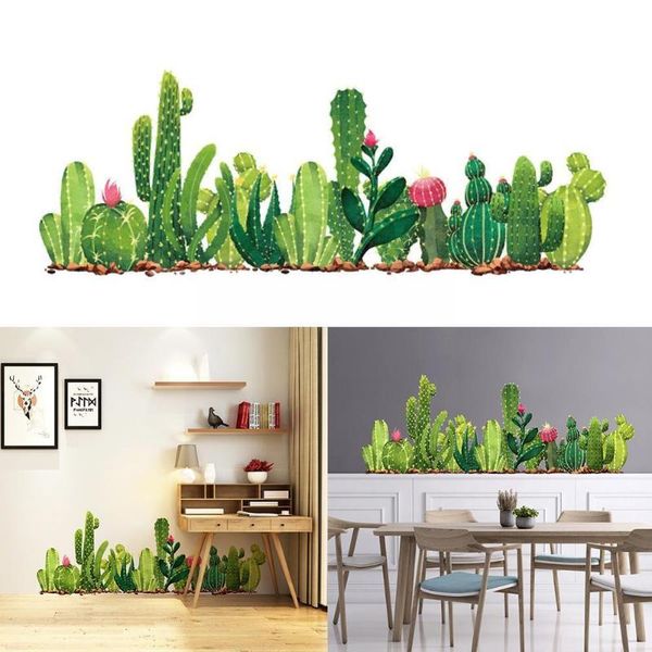

wall stickers green cactus sticker 30*90cm plant pattern door kitchen decoration practical home living roo q3e7