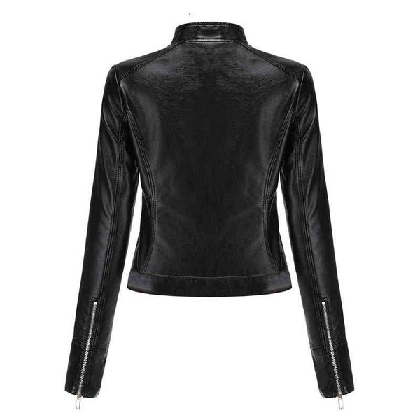

Women's Jackets Leather Autumn Spring Moto Biker Zipper Purple Violet Red Coffee Coat Fashion Veste Cuir Femme RV3Q, Black;brown