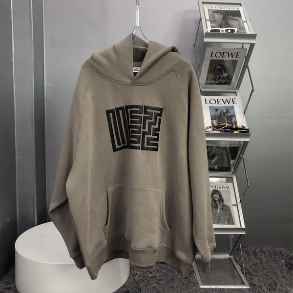 

good fabric two-color nine fold seal printing labyrinth gray national tide sweater loose female, Black
