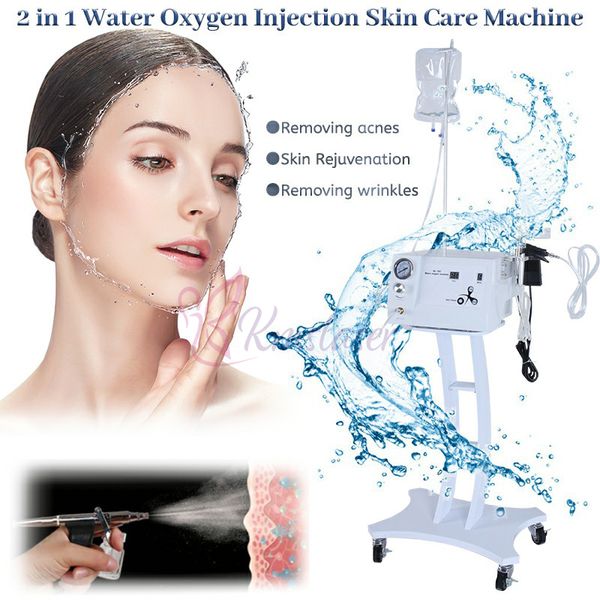 3 IN 1 Oxygen Jet Peel Injection Spray Gun Water Face Care Beauty Machine Trattamento dell'acne Ringiovanimento della pelle Deeping Cleaning Equipment