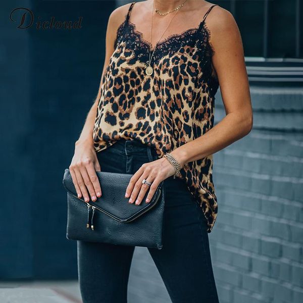 

women's tanks & camis dicloud black lace summer leopard print t-shirt female maternity sleeveless clothes blouse brown, White