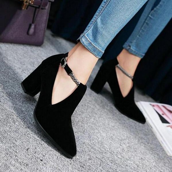 

dress shoes dijigirls ankle strap chunky high heels women pumps elegant ladies wedding woman drop, Black