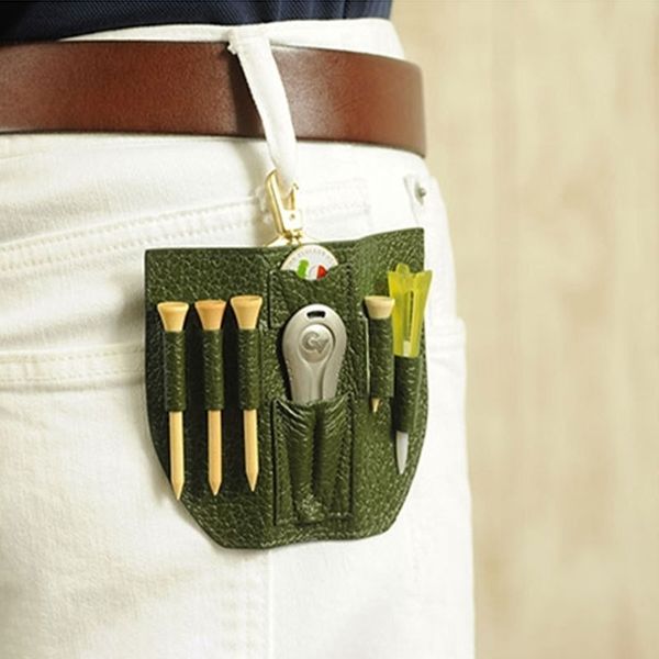 

portable storage clip golf holder bag simple golf nail leather case