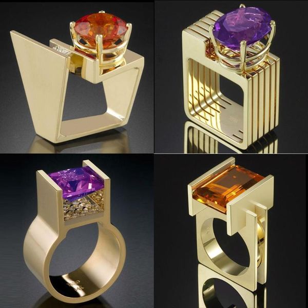 

wedding rings 20 style female purple champagne zircon stone ring luxury yellow gold promise engagement for women, Slivery;golden