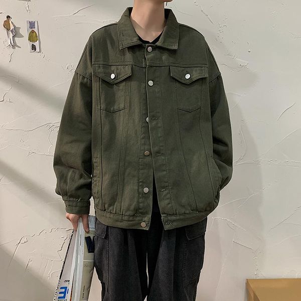 

men's jackets spring and autumn fashion brand ins workwear denim jacket versatile korean style loose trendy student, Black;brown