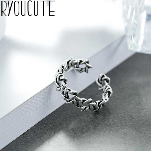

wedding rings fashion real 925 sterling silver david star for women jewelry punk retro antique adjustable size finger big ring, Slivery;golden