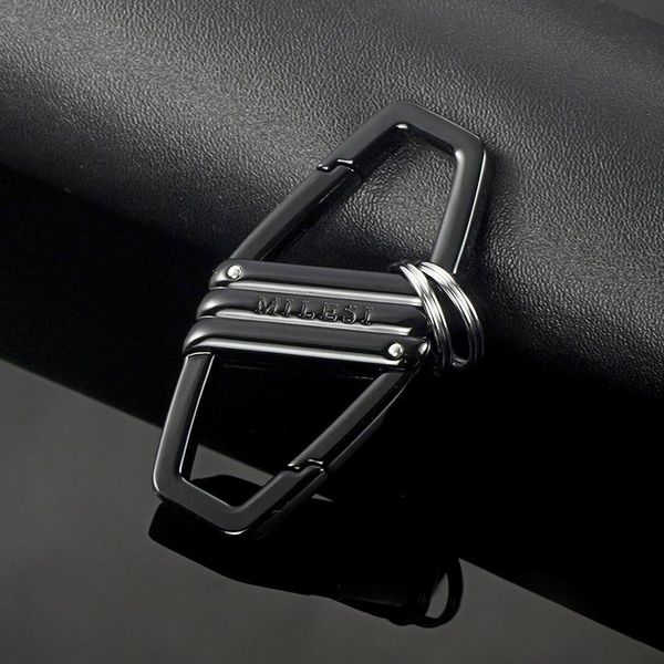 

milesi - 2021 brand creative solid double automatic locking carabiners men keychain key chain holder ring for keychains, Silver