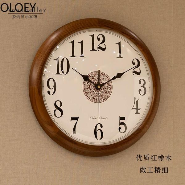 

wall clocks chinese solid wood clock living room silent bedroom home decor horloge murale modern luxury watch
