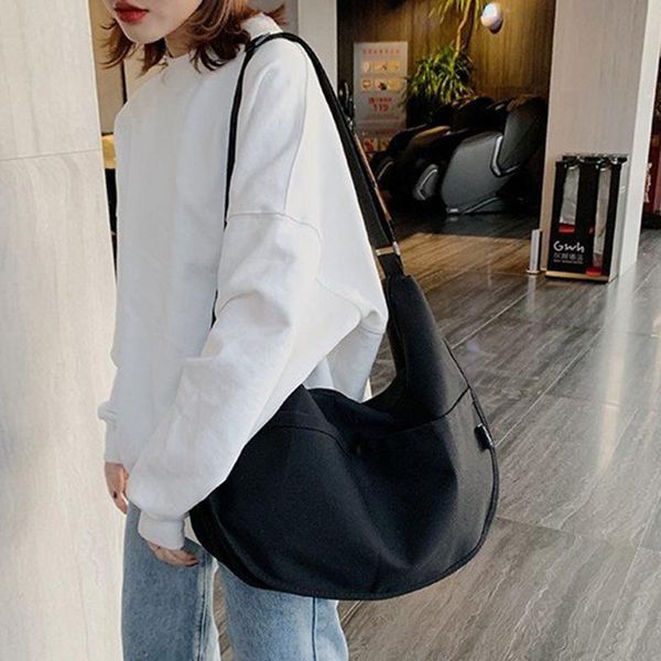 

evening bags high capacity women's handbags solid color canvas shoulder crossbody bag reusable ladies leisure travel messenger shopper