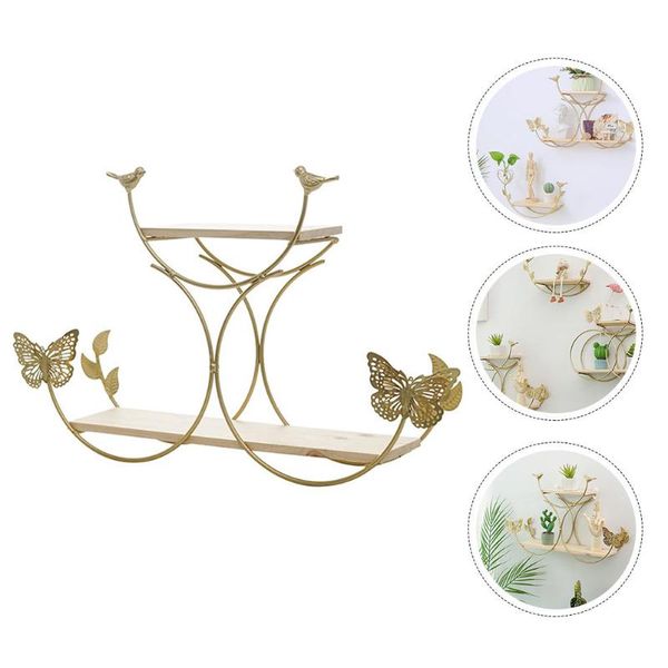 

other home decor 1pc multi-purpose rack iron decorative shelf wall-mounted (golden)