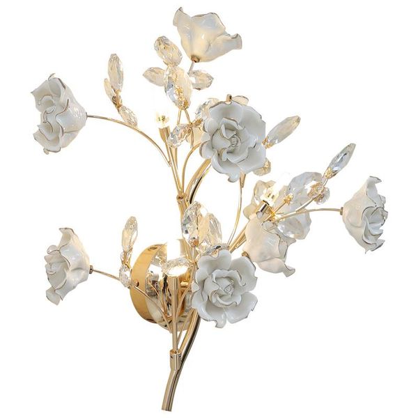 

wall lamp european light luxury tv background living room bedroom bedside crystal lights staircase corridor aisle mirror front