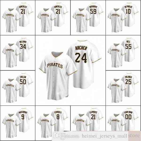 

2022 Men #24 Chris Archer Baseball Jerseys 55 Josh Bell 5 Guillermo Heredia GONZALES MUSGROVE WILLIAMS Custom Women Youth White Home Jersey