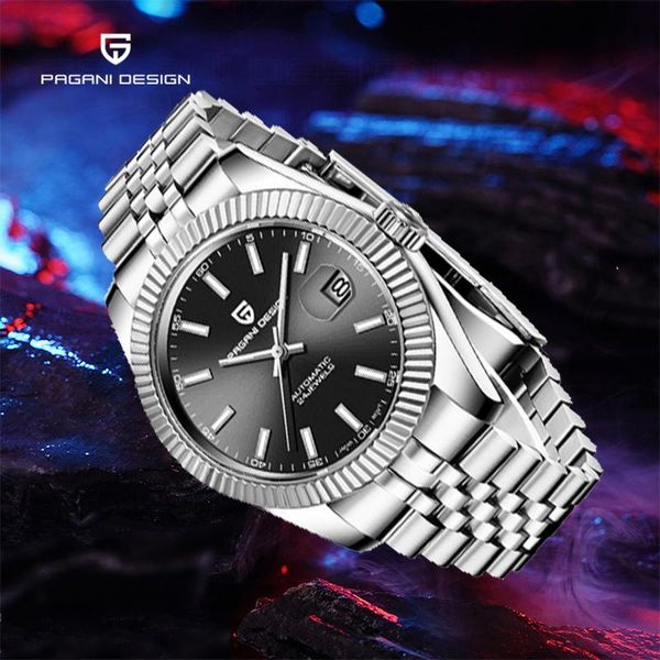 

wristwatches pagani design luxury business mechanical automatic watch men's stainless steel sapphire waterproof relogio masculino, Slivery;brown