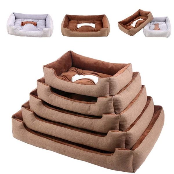 

house for dog bone pet bed small medium large dogs washable detachable cushion mat square soft kennel sofas all seasons kennels & pens