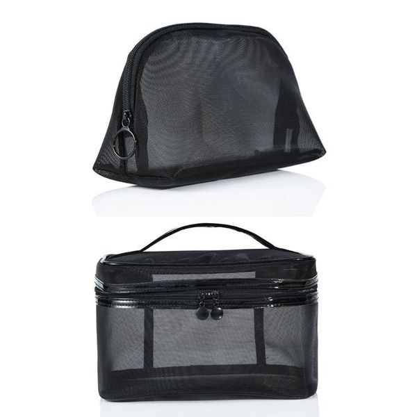 

clear black mesh zipper makeup bag female see through cosmetic organizer travel portable shower toiletry pouch case bags & cases