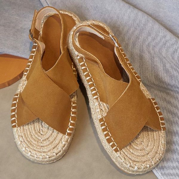

sandals women's natural suede leather insole breathable summer casual cross strap open toe female comfortable daily shoes, Black