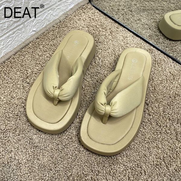 

slippers [deat] 2021 spring summer square toe shallow split toes casual beach platform women shoes fashion tide 10i691, Black