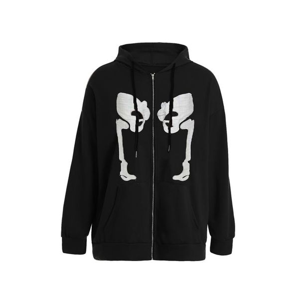 

women's hoodies & sweatshirts female cartoon pattern print long sleeve hooded with big pockets for girls loose fitting black/coffee m-x