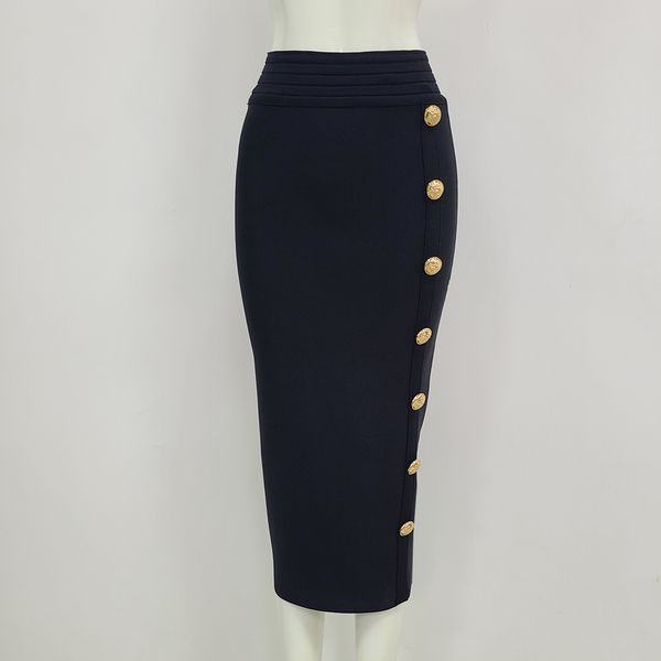 

skirts black bodycon botton rayon bandages skirts celebrity club party pencil