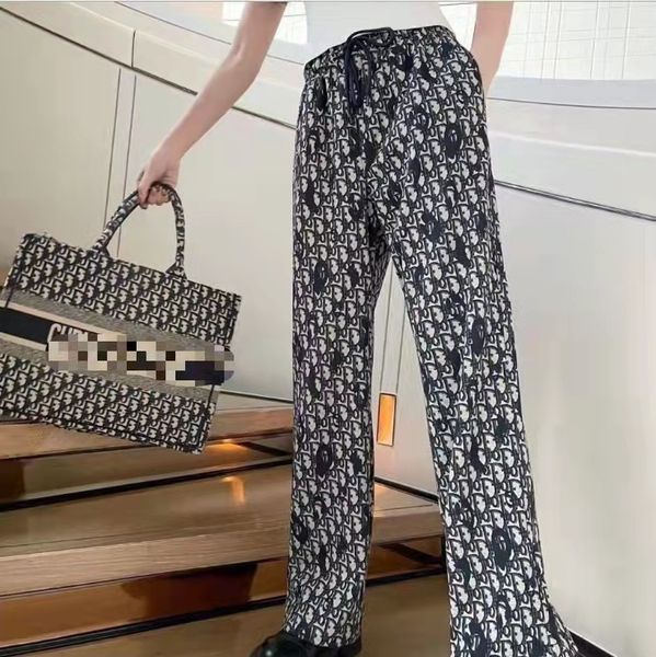 

2021 autumn and winter season new all over printed drawstring old flower wide leg pants uomp, Black;white