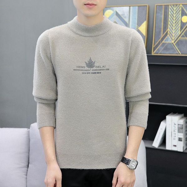 

men's sweaters 2021 round neck solid color korean trend sweater pullover warmth thick black ferret recommend, White;black