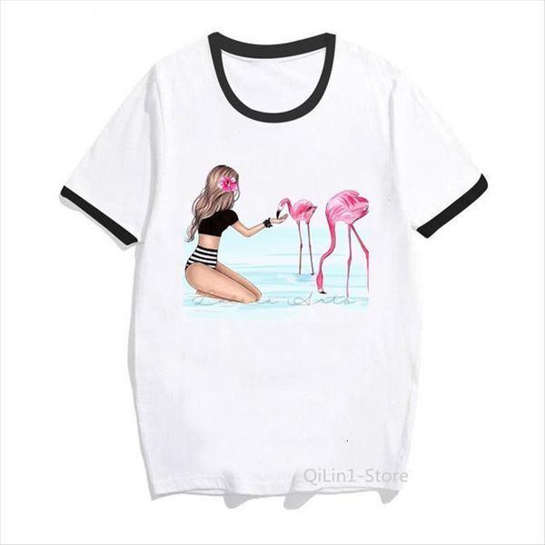 

and pink flamingos women printed summer clothing white vintage femme cute drop