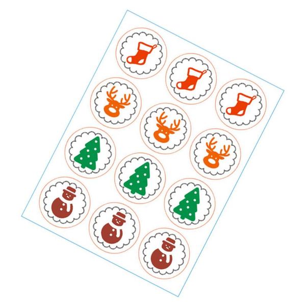 

sheet/240 pcs 3cm christmas sealing sticker adhesive round elements decals waterproof for cookies bag gift wrap