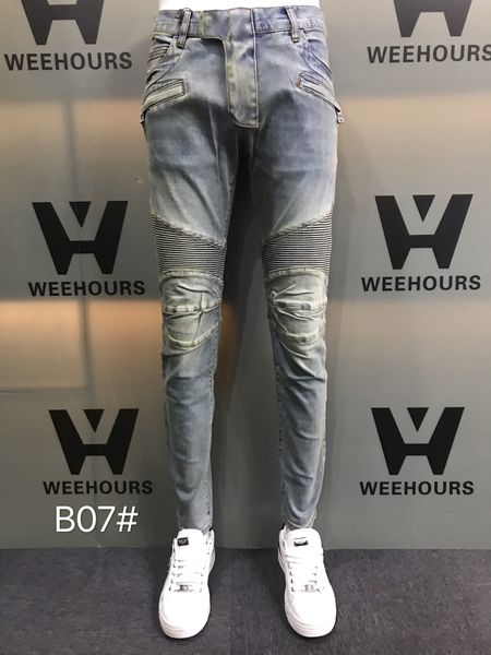 

men's and women's casual hip-hop jeans currently designer luxury pants b07-06, Blue