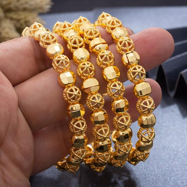

bangle 4pcs/lot dubai african 24k gold filled custom wedding bridal gift ethiopian girl bangles for women, Black
