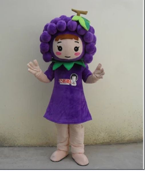 Halloween Grape Girl Mascot Traje Top Qualidade dos Desenhos Animados Anime Tema Caráter Adulto Tamanho Natal Carnaval Festa de Aniversário Festa Dress