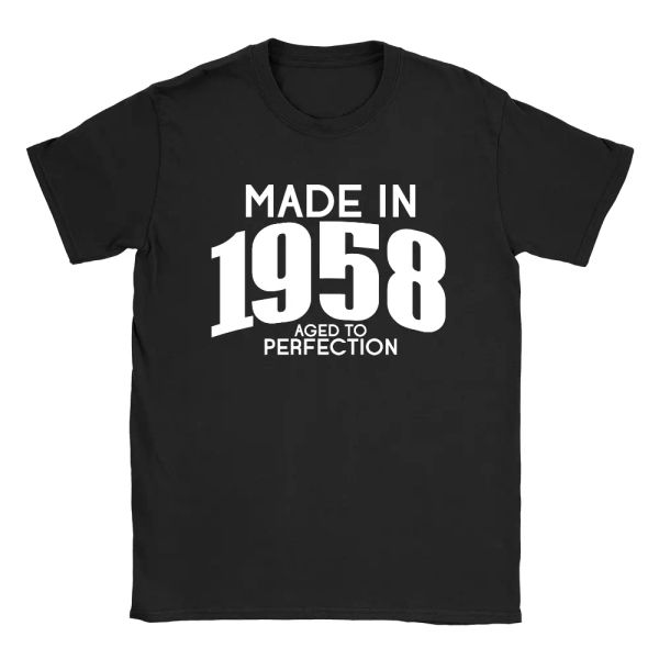 

made in 1958 mens t-shirt funny 60th birthday gift present top, White;black