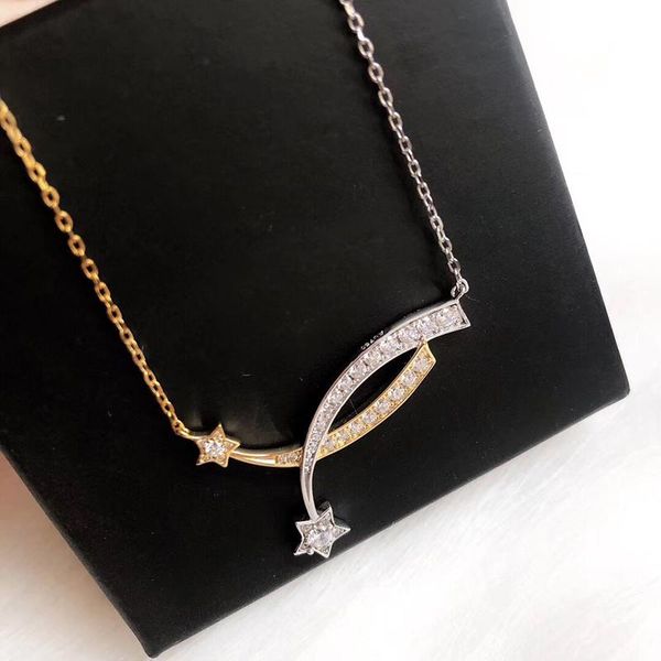 

brand pure 925 sterling silver jewelry for moon star pendant wedding happy rose gold necklace chains