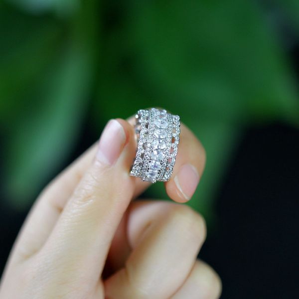 

2021 popular european and american boho style slightly inlaid aaa zircon ring women's jewelry accessories, Silver