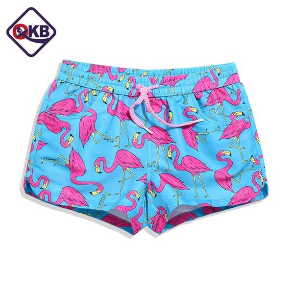 Qikerbong lady casual shorts mulheres pássaro azul impressão shorts mulheres shorts shorts 'tecido de secagem rápida verão sexy 210625