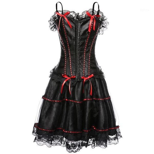 

corsets dresses plus size costume overbust burlesque corset and mini skirt lingerie set corselet vintage bustier bustiers &, Black;white