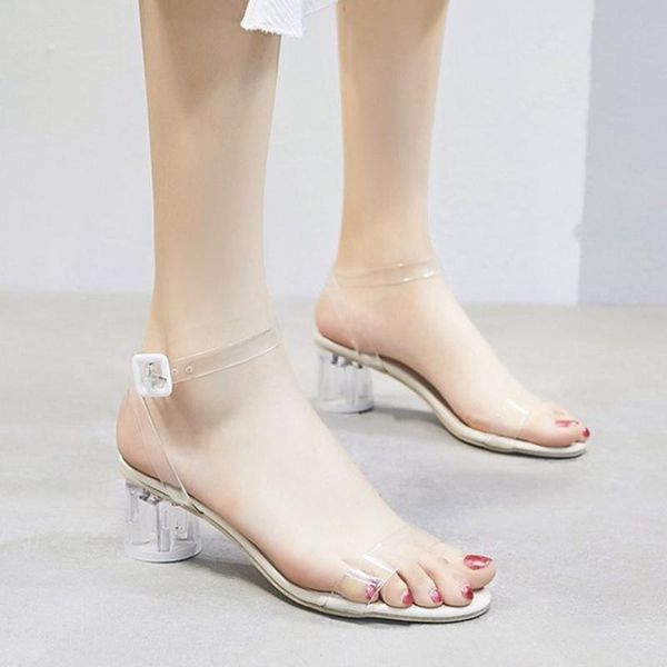 

dress shoes 2021 clear heels slippers women sandals summer woman transparent high pumps wedding jelly #3, Black