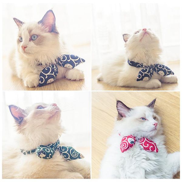 

cat collars & leads pet japanese style collar bow tie adjustable handmade puppy