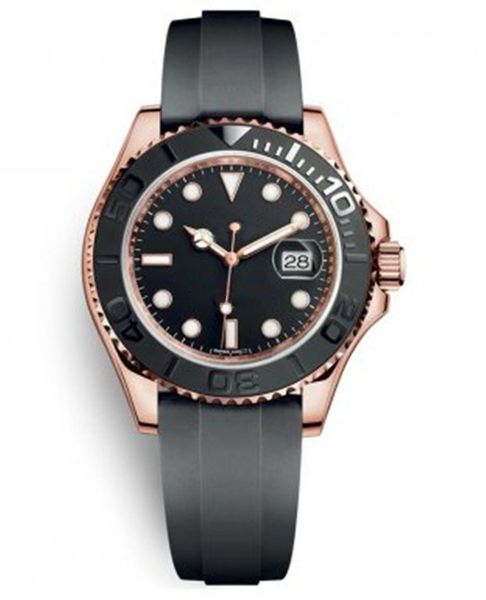 

men's watch 40mm rubber watchband ceramic ring stainless steel automatic mechanical waterproof luminous, Slivery;brown