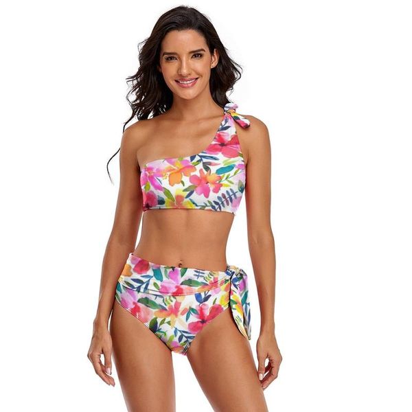

one-piece suits floral bikini swimsuit high cut wholesale colorful swimwear fitness two piece young bathing suit