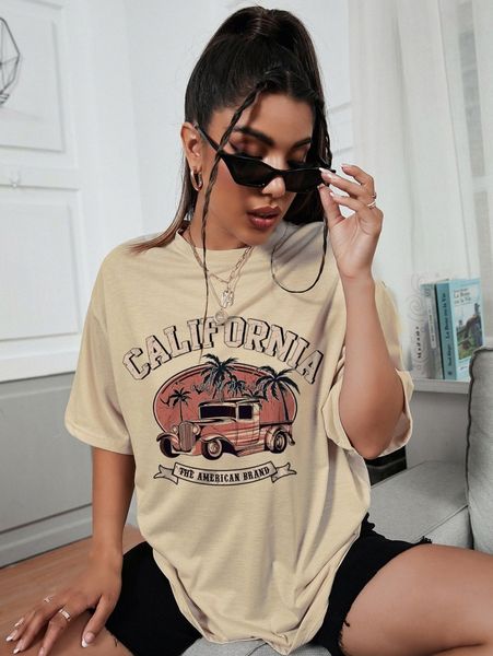 

car and letter graphic oversized tee x1nv#, White