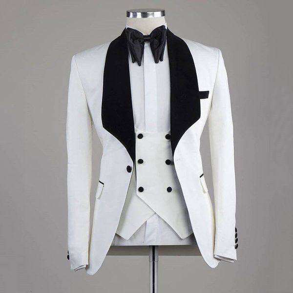 

men's suits & blazers white groom tuxedo for wedding 3 piece men jacket waistcoat with pants 3 male fashion costume formal design hfuu, White;black