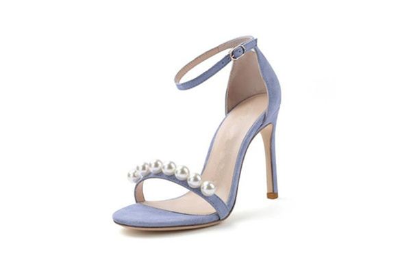 

women brand pearl high heel sandals real leather single strap sandal trend elegant stilettos famous dress shoes, Black